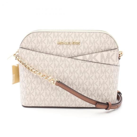 Michael Kors JET SET TRAVEL Shoulder Bag, Coated Canvas, Leather, Women's, White - Picture 1 of 5
